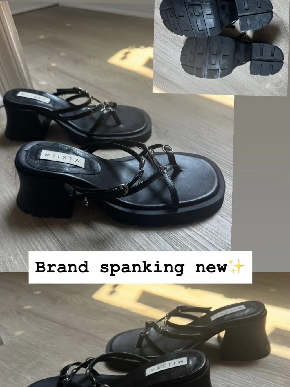 Miista Black Braided Strap Leather Sandals